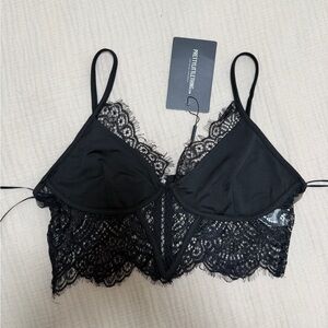 PrettyLittleThing Black Lace Bralette Top US 6/S NWT
